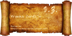 Vranka Zorán névjegykártya